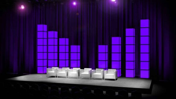 Stage Set Concept 2 – Tiered Modular Scenic Backdrop with 44 Cubes for DFW Events