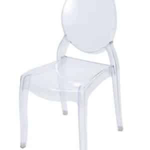 Clear acrylic Casper cafe chair with oval back