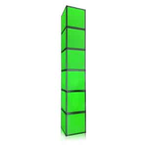 Super LED Column 5, six stacked LED cubes glowing green, 12 ft tall